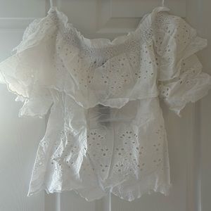 Lulus white eyelet short sleeve top S NWT
